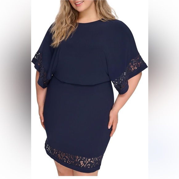 Jessica Howard‎ Navy Lace Trim Dress, Size 14 – Elegant and Sophisticated - Picture 1 of 7